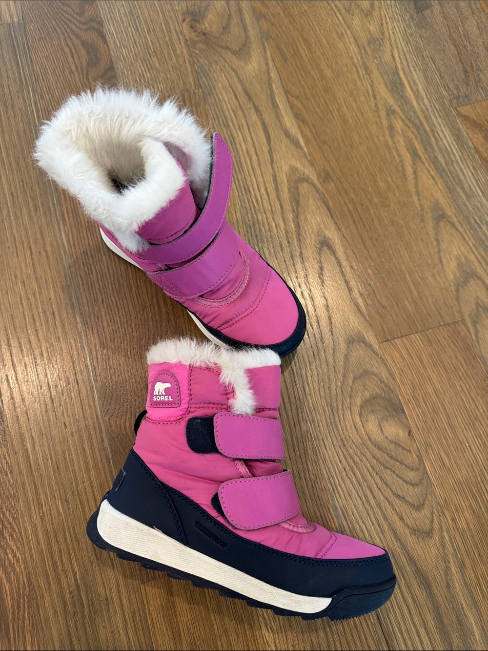 Sorel Pink and Navy Girls' Fur-Trim Winter Boots